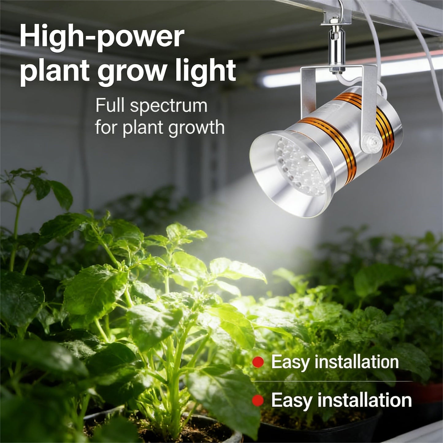 75W High-Power LED Spotlight, Jewelry Display Light, Full Spectrum Plant Grow Light, Aquarium Light, Hook or Ceiling Mount (6000K) White Light