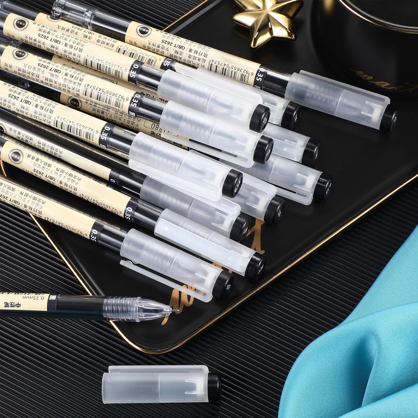 Chinco 24 Pieces 0.35 mm Black Gel Ink Pen Japanese Stationery Extra Fine Chinese Ballpoint Pen for Office School Korean Stationery Supply