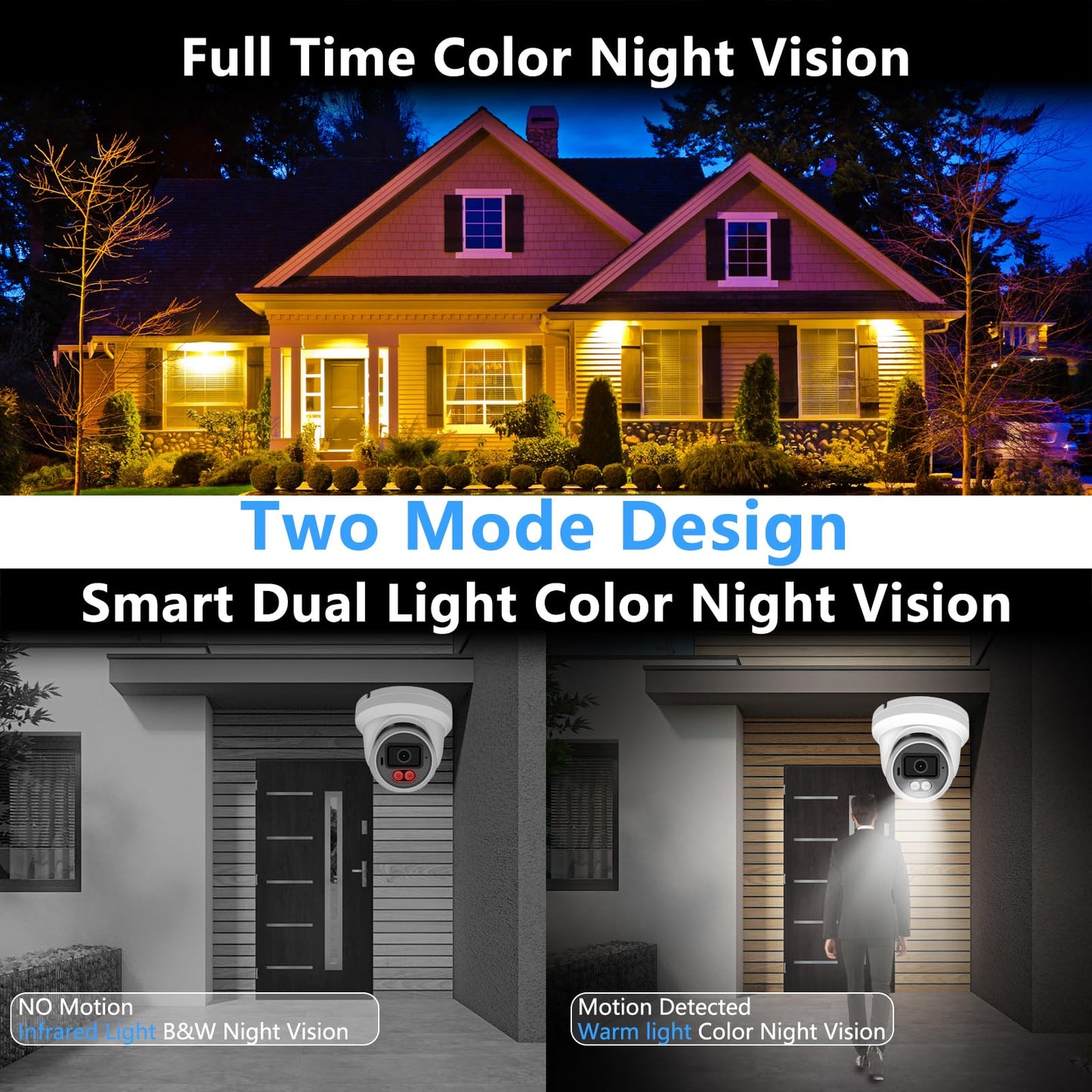 Inwerang 8MP 4K PoE IP Security Dome Camera Outdoor, Full Color Turret IP Camera with Smart Dual Light, Two Way Talk, SD Card Slot, 98ft Night Vision