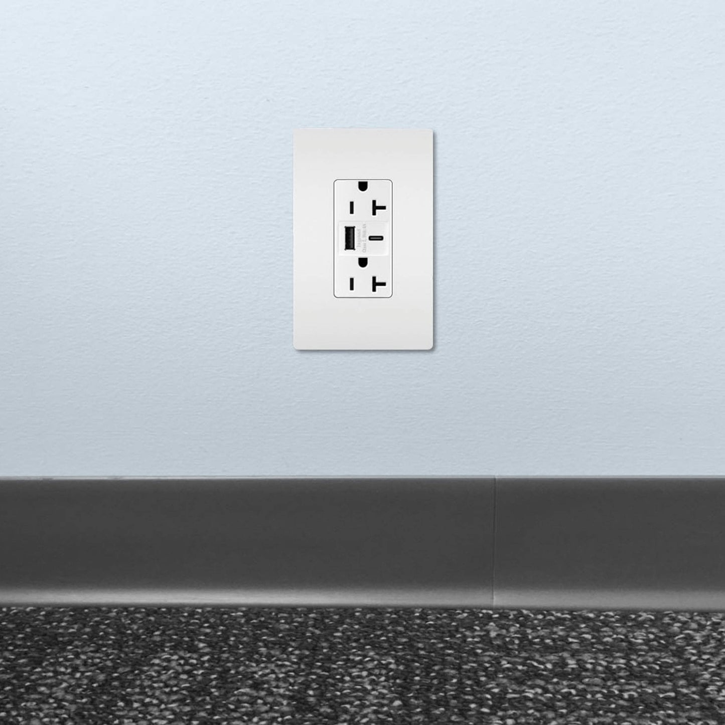 Legrand Pass & Seymour TR20USBAC6W 20 Amp Tamper-Resistant Heavy-Duty Specification Grade Decorator Duplex Receptacle Outlet with Ultra Fast USB A/C