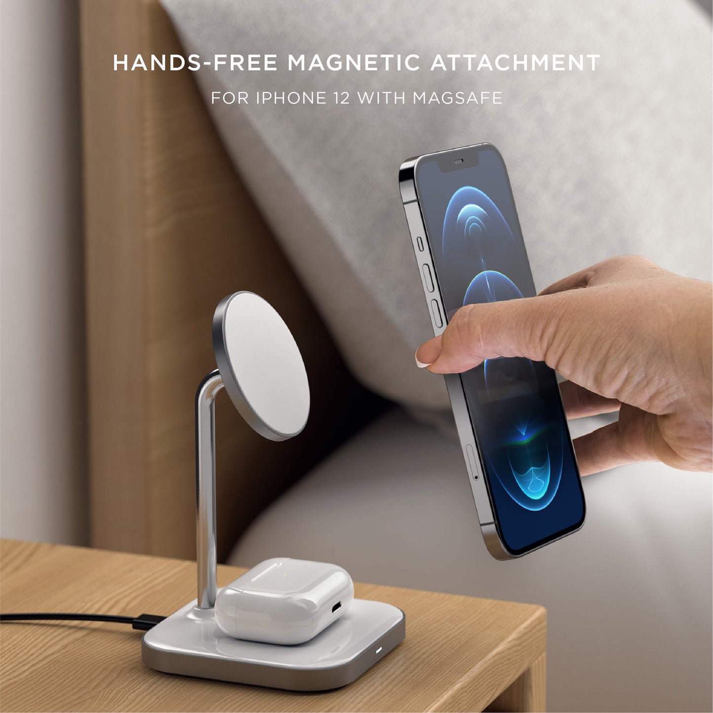 Satechi Aluminum 2-in-1 Magnetic Wireless Charging Stand, for iPhone 17/16/15/14/13/12 Series, AirPods Pro 3/2/1, AirPods 4/3