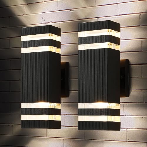 tewei LED Square Up and Down Lights Outdoor Wall Mount Light,14W IP65 3000K 1100LM Warm White, Modern Fixtures Aluminum Waterproof Exterior Lamps