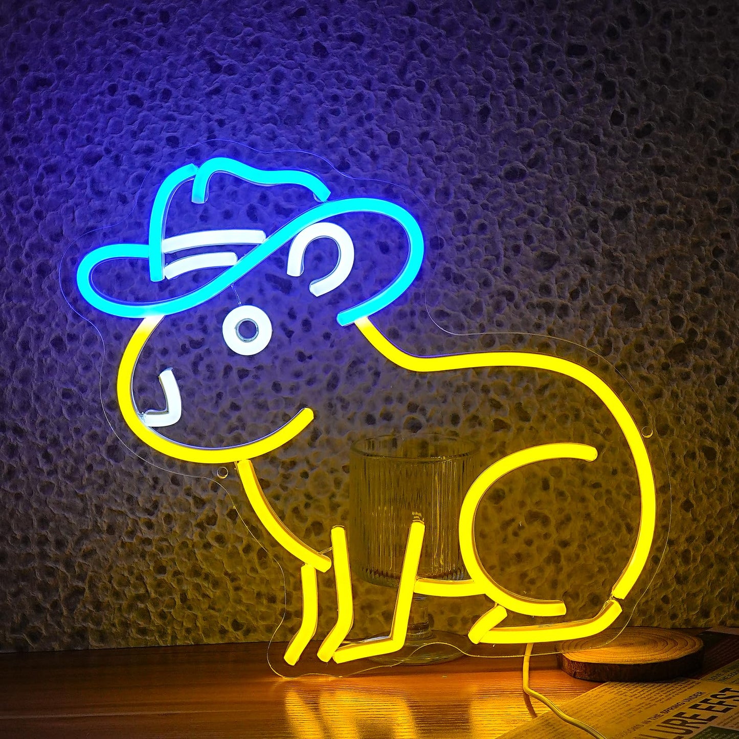 Capybara Neon Sign, Cute Cowboy Hat Capybara Led Light Animals Wall Decor Artled Bar Night Lights Backdrop Lights Led Business Signs Creative Neon Usb