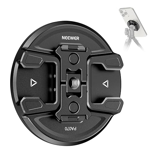 Neewer Magnetic Phone Tripod Mount with Action Camera Adapter, Cold Shoe with Anti Off Pin, 1/4" Thread Compatible with MagSafe iPhone 16 15 14 13 12
