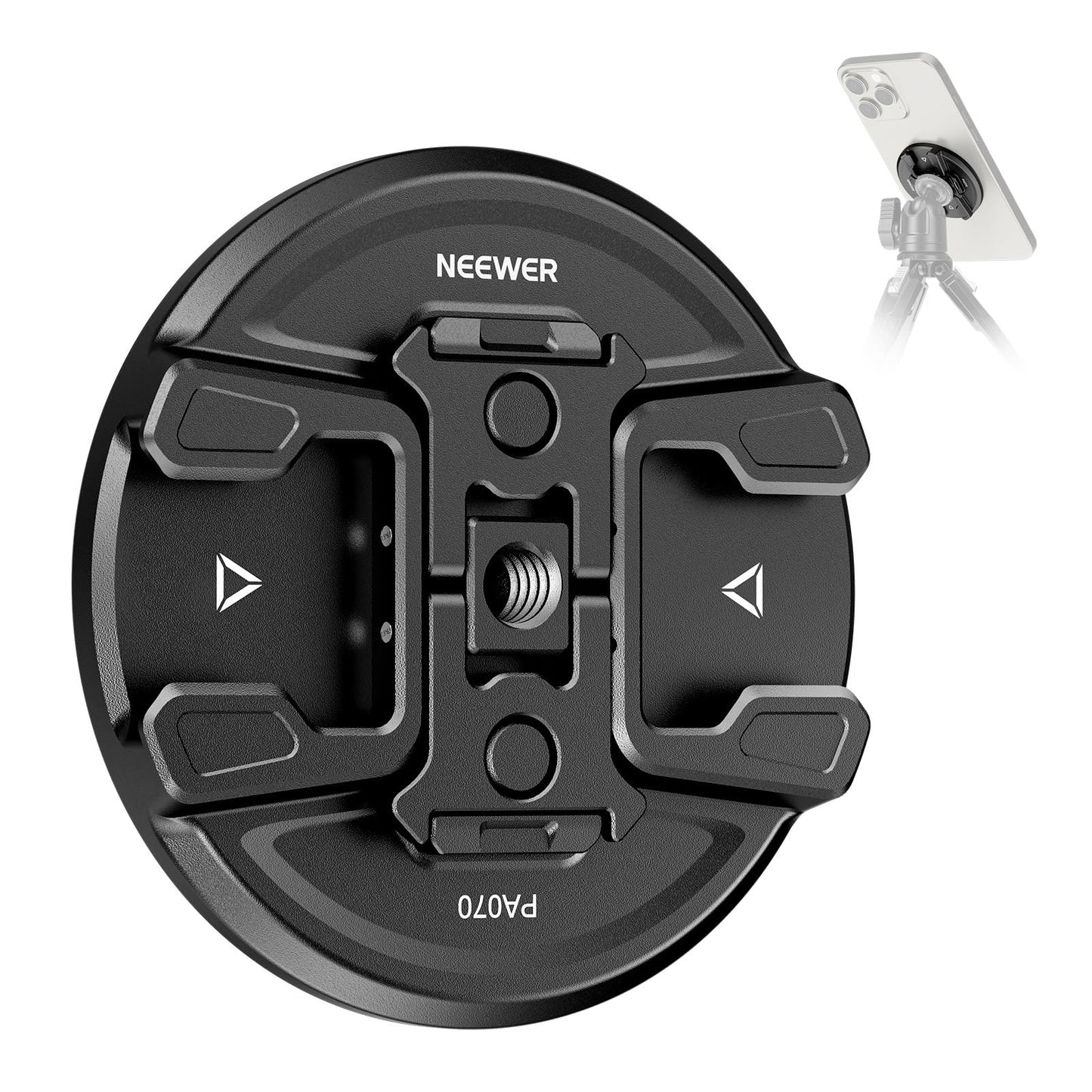 Neewer Magnetic Phone Tripod Mount with Action Camera Adapter, Cold Shoe with Anti Off Pin, 1/4" Thread Compatible with MagSafe iPhone 16 15 14 13 12