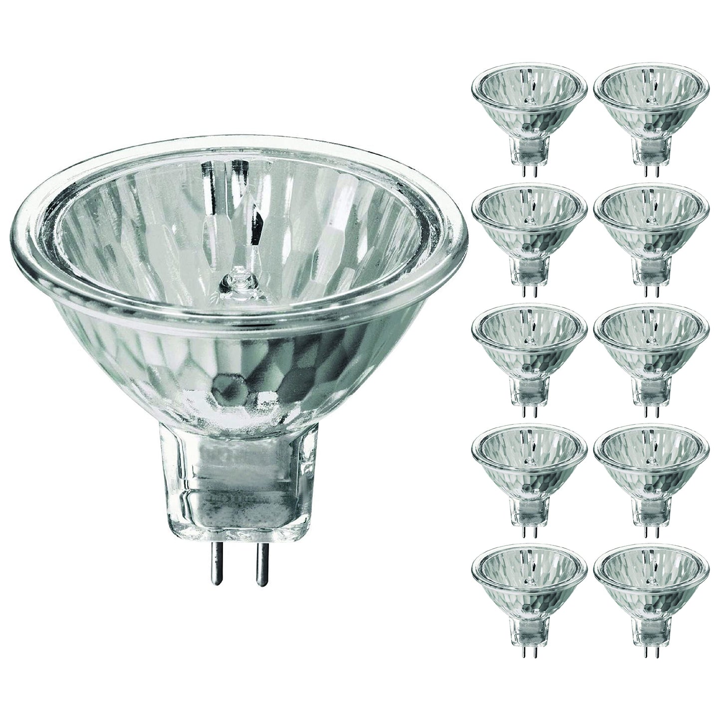 KOR 20W MR11 Halogen Flood Light Bulbs with Lens, GU4 2-Pin Base, 10-Pack