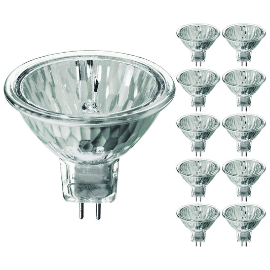 KOR 20W MR11 Halogen Flood Light Bulbs with Lens, GU4 2-Pin Base, 10-Pack