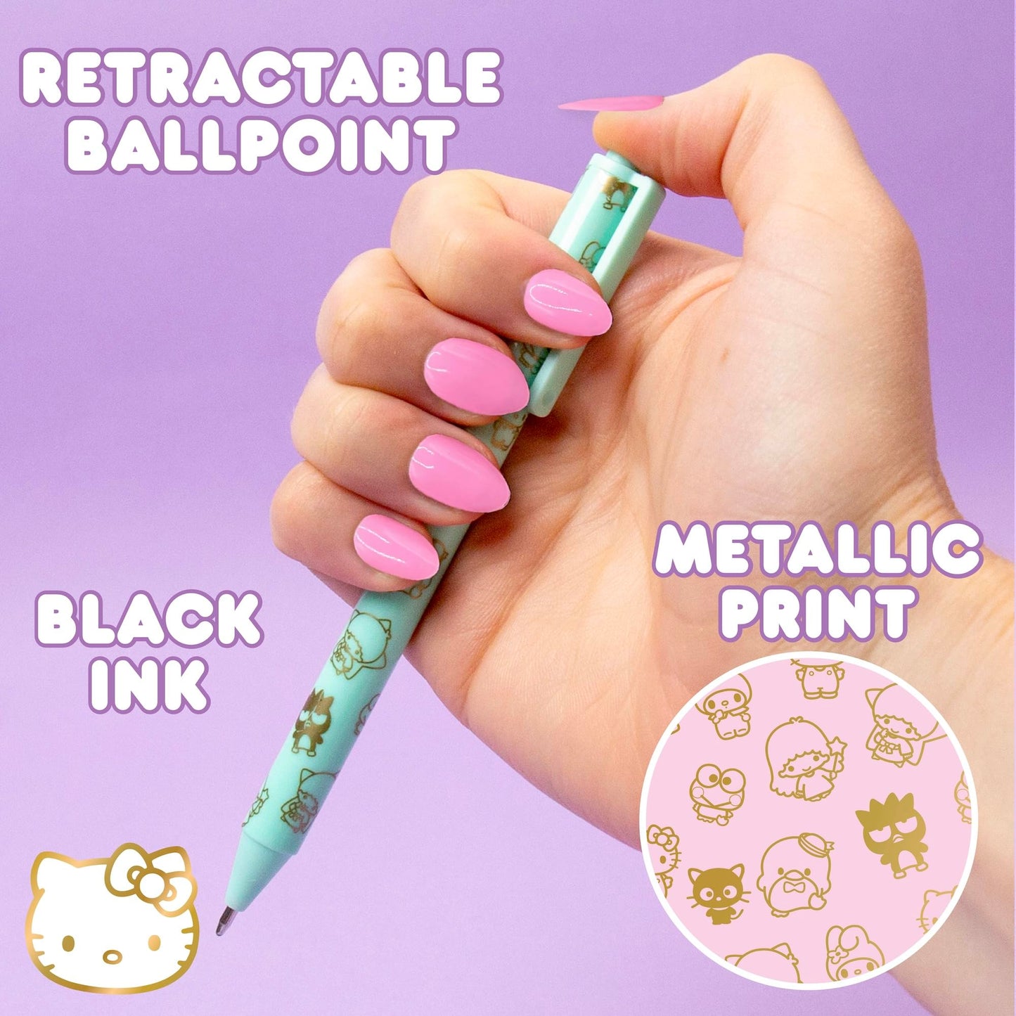 Hello Kitty & Friends 4-Piece Pen Set, My Melody, Kuromi, School and Office Supplies, Stationery