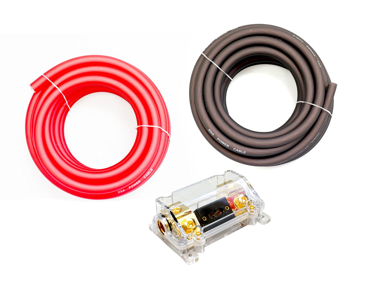 Absolute KIT025RB 0 Gauge 50' Red/Black Power/Ground Wire Amplifier Amp Kit
