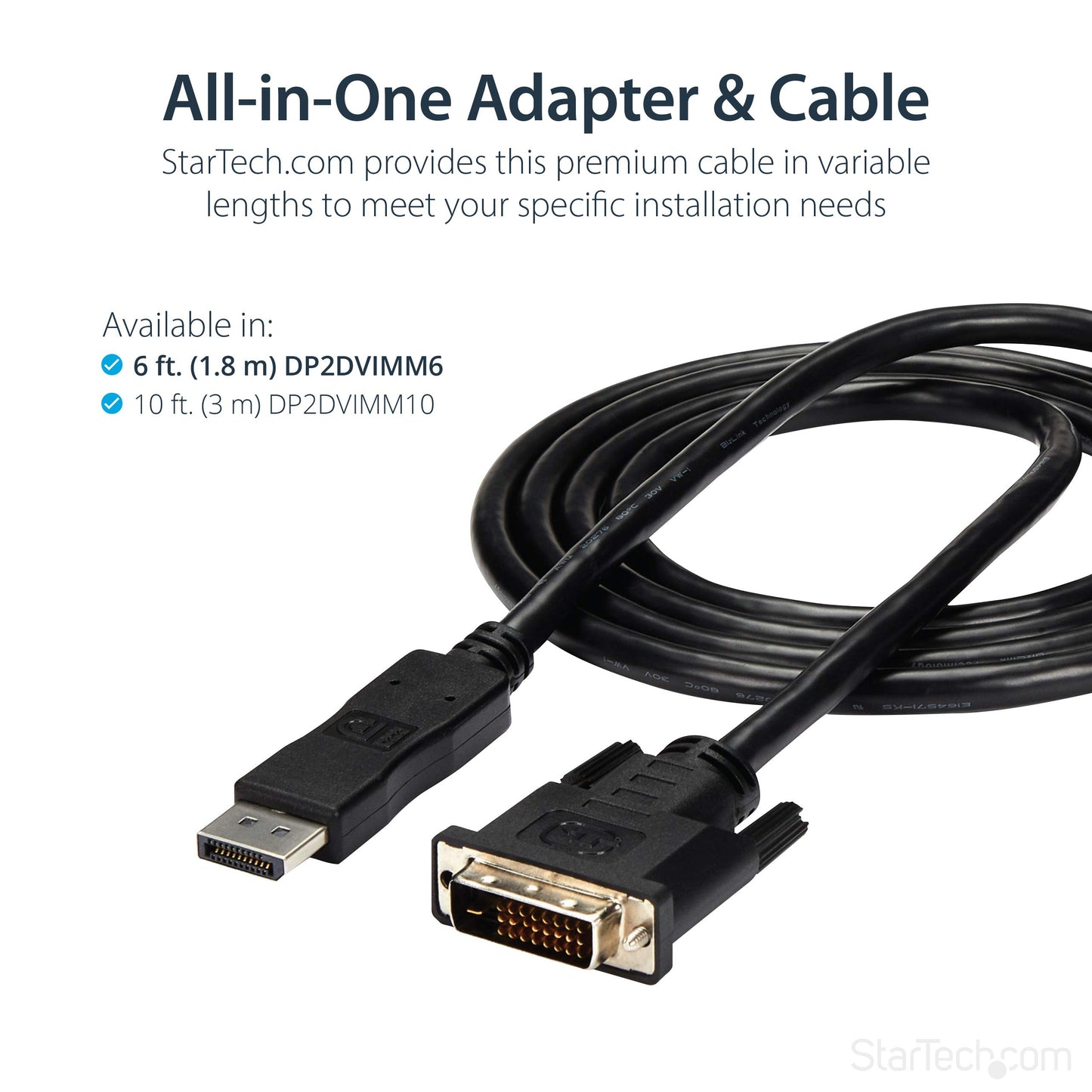 StarTech.com 6ft (1.8m) DisplayPort to DVI Cable, DP to DVI-D Video Adapter Converter Cable, Replaced by DP2DVI2MM6