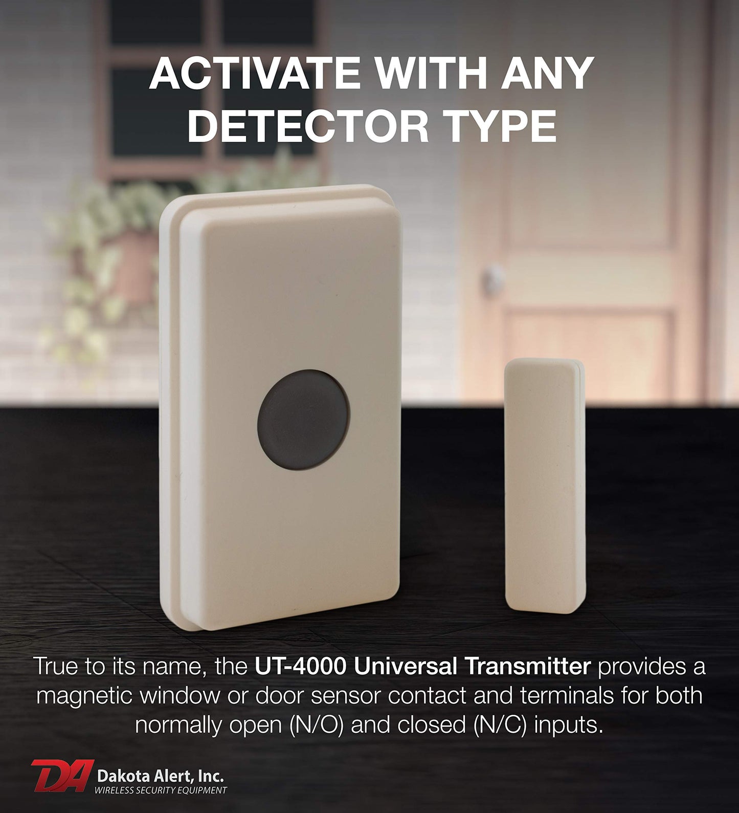 Dakota Alert UT-4000, Universal Transmitter for Wireless Home Security & Doorbell-1 Mile Long Range, Compatible with 4000 Series Receiver, Driveway
