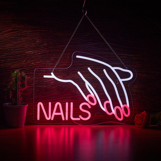 Nails Salon Neon Sign Dimmable Neon Light for Wall Decor Powered by USB Adapter for Beauty Store Room Gift Light and Shop Decorative Signs