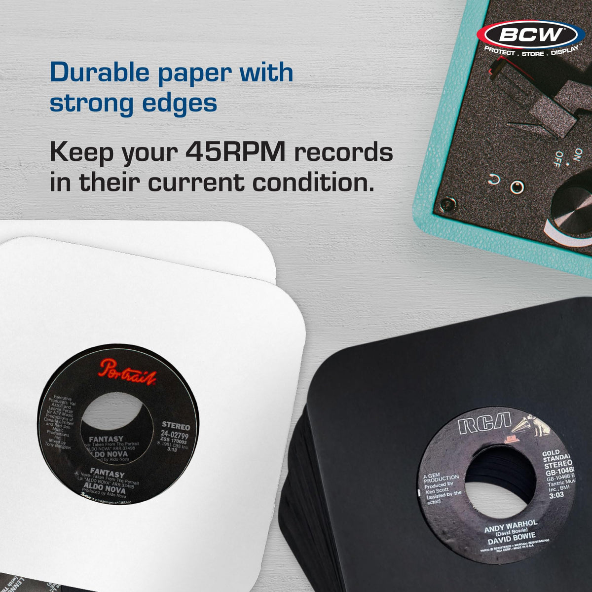 BCW 7 Inch Vinyl Record Paper Inner Sleeves - Round Corners - White | Pack of 50 | Protective LP Album Sleeves for Vinyl Storage and Preservation |