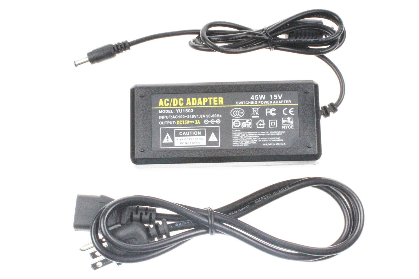 NOYITO 15V 3A 45W AC to DC Adapter 120V 100-240V 50 60 Hz to 15V Power Supply Charger Transformer 5.5 x 2.5 2.1mm DC Power Connector