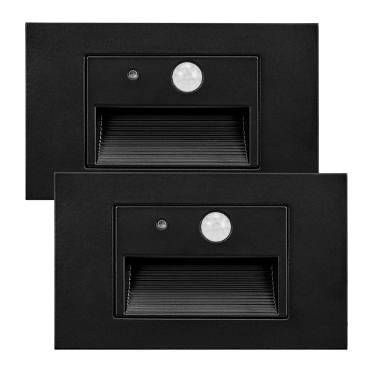 Maxxima 2 Pack Horizontal LED Motion Sensor Step Light - Modern Indoor/Outdoor Stair Light, 3 CCT Color Selectable 3000K, 4000K, 5000K, 80 Lumens