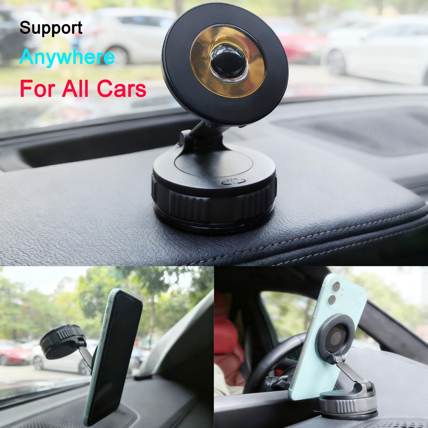 RIAYVIL Car Phone Holder Mount with Nano Gel Vacuum Magnetic Suction,Magsafe Car Holder, Phone Mount for Car/Home/Workplace, Compatible for Phones