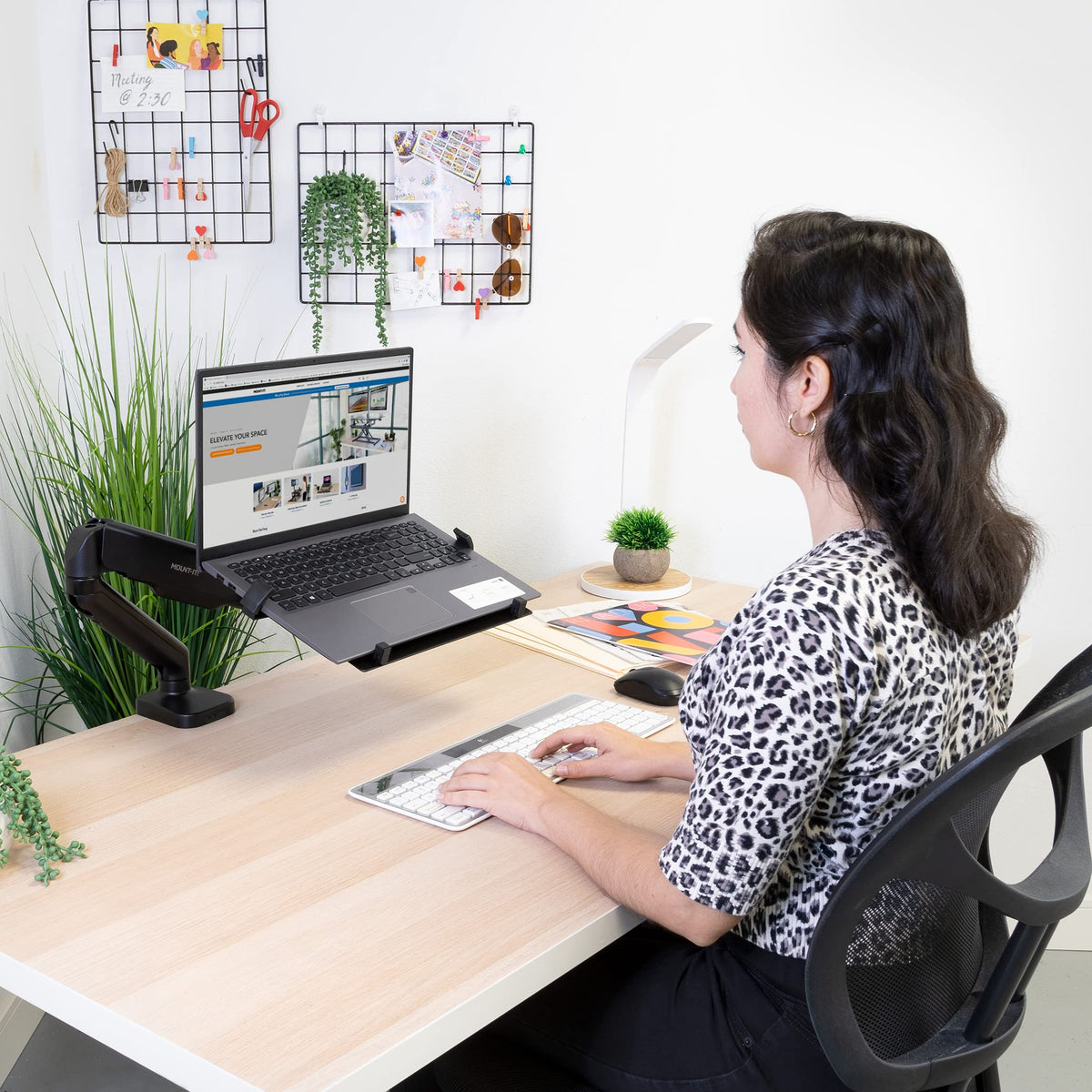 Mount-It! Laptop Tray for Monitor Arm, VESA Laptop Mount Tray for 75x75 & 100x100 Monitor Arms, Ventilated Steel Notebook Holder with Adjustable