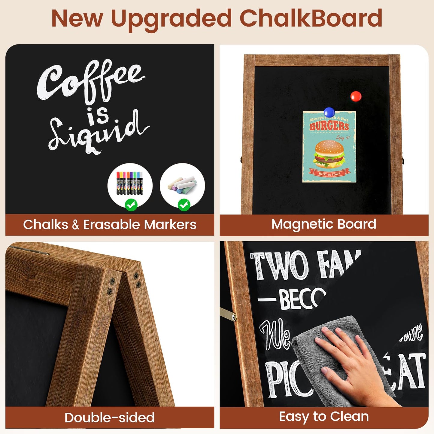 Chezerra A Frame Chalkboard Sign, 40"x20", Brown