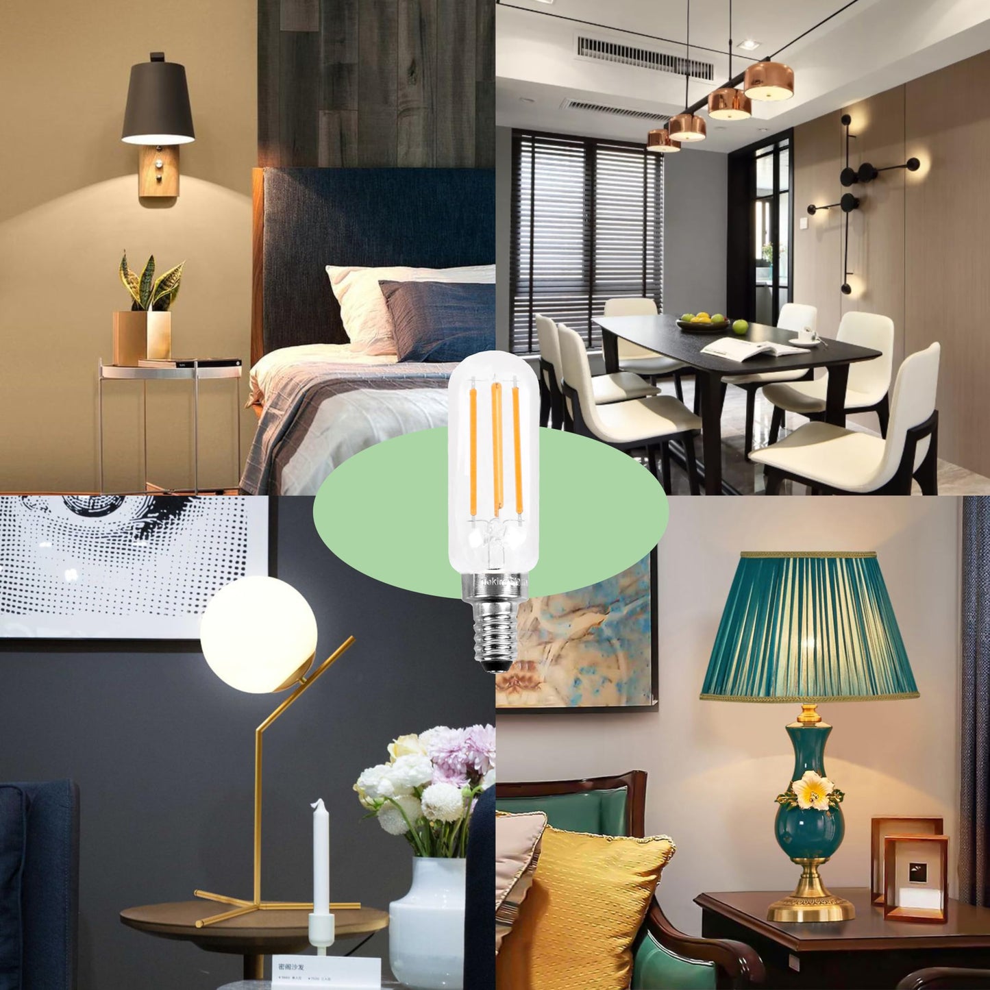 Retro LED Edison Bulb, E12 6W, Equivalent to 40W, 3000K 600 Lumens, Dimmable, Filament Bulb, High Brightness Warm White, Transparent Glass, 2 Sets