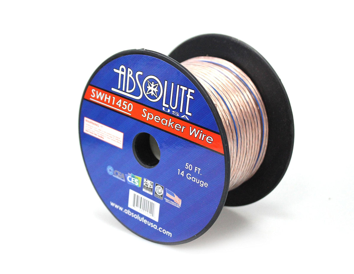 Absolute USA SWH1450 14 Gauge Car Home Audio Speaker Wire Cable Spool 50'