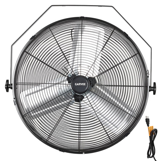 Garvee 24 Inch Wall Mount Fan, 7000 CFM 3 Speeds High Velocity Industrial Fan with 360° Tilt Head, IP44 Waterproof Heavy-Duty Aluminum Blades