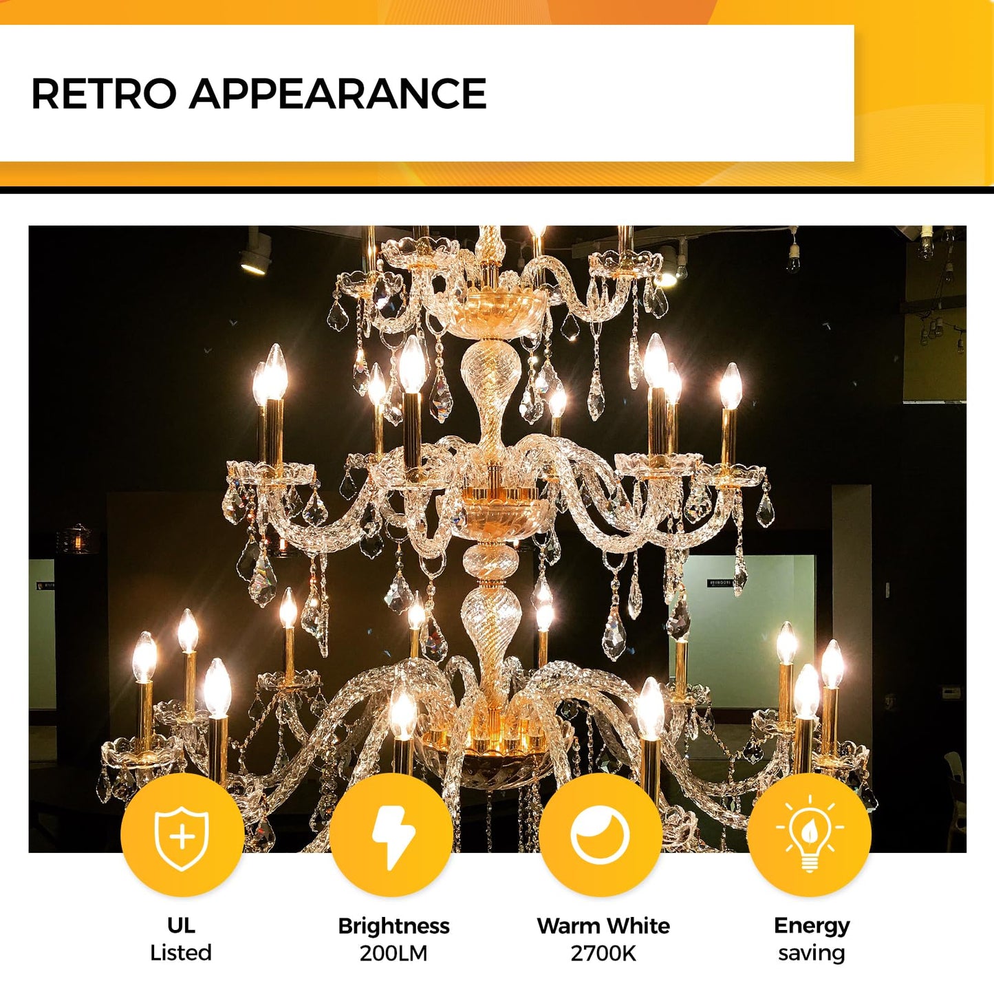 Hizashi Candelabra Light Bulbs 25W Eq, Dimmable 2700K, E12 LED Bulb, 12 PCS