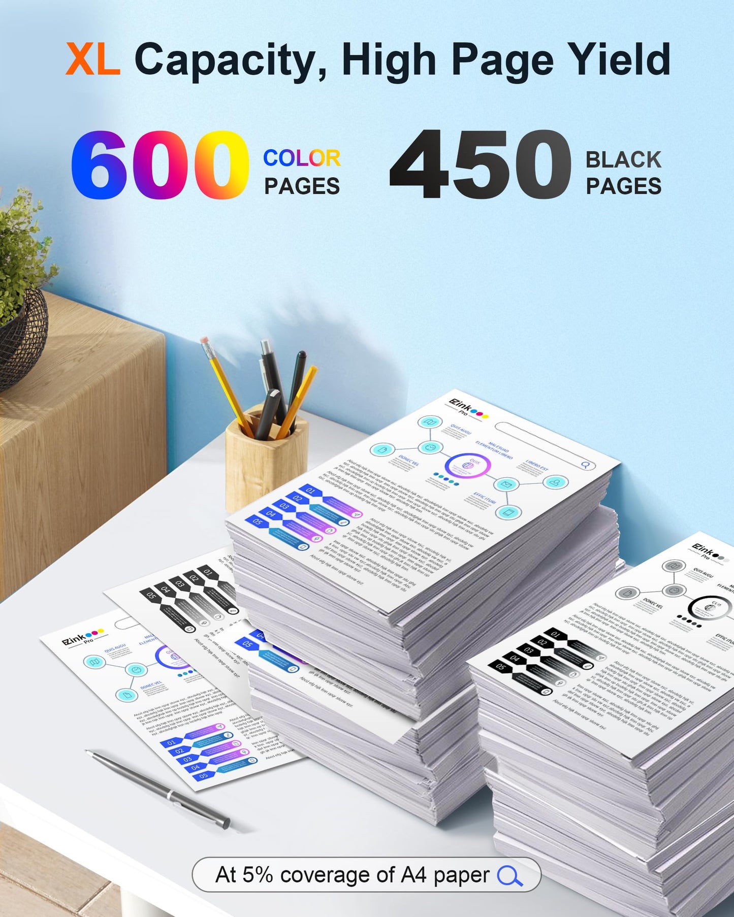 E-Z Ink Pro Remanufactured Ink Cartridge Replacement for 212XL Ink Cartridges Combo Pack for Expression Home XP-4100 XP-4105 Workforce WF-2830 WF-2850