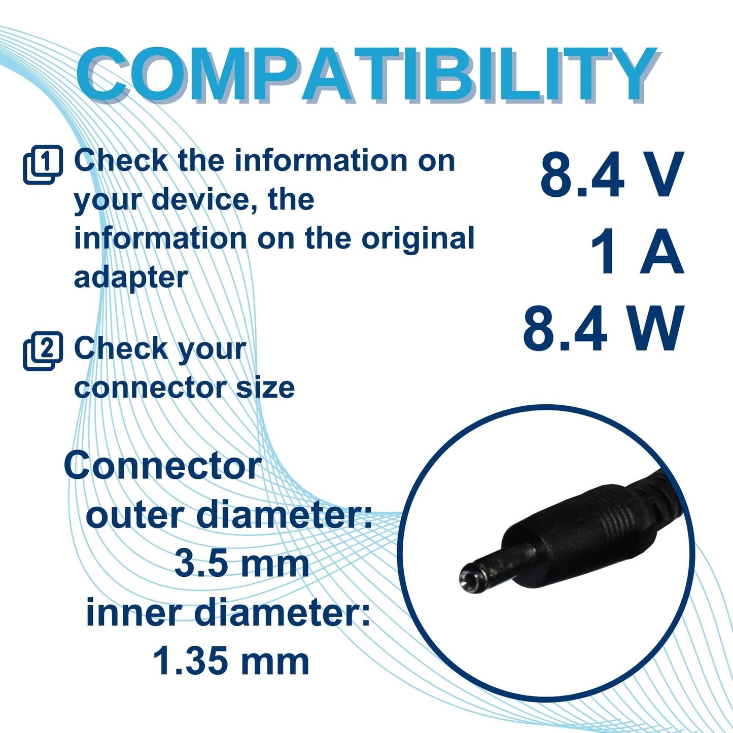 HQRP AC Adapter 8.4V 1A 3.5x1.35mm Connector Compatible with Verifone Nurit 8000 Wireless Palmtop Terminal Charger Power Supply Cord PSU…