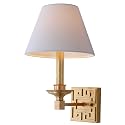 SAFAVIEH Lighting Collection Elvira Greek Key Gold Bedroom Bathroom Vanity Hallway Foyer Living Room Wall Sconce Set of 2 (LED Bulbs Included)