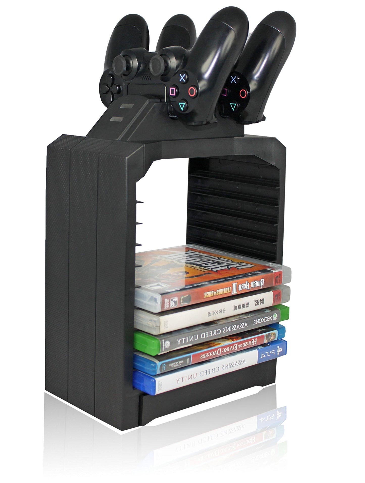 NEXiLUX Game Storage Tower with Dual Charge Station for Play Station 4, PS4