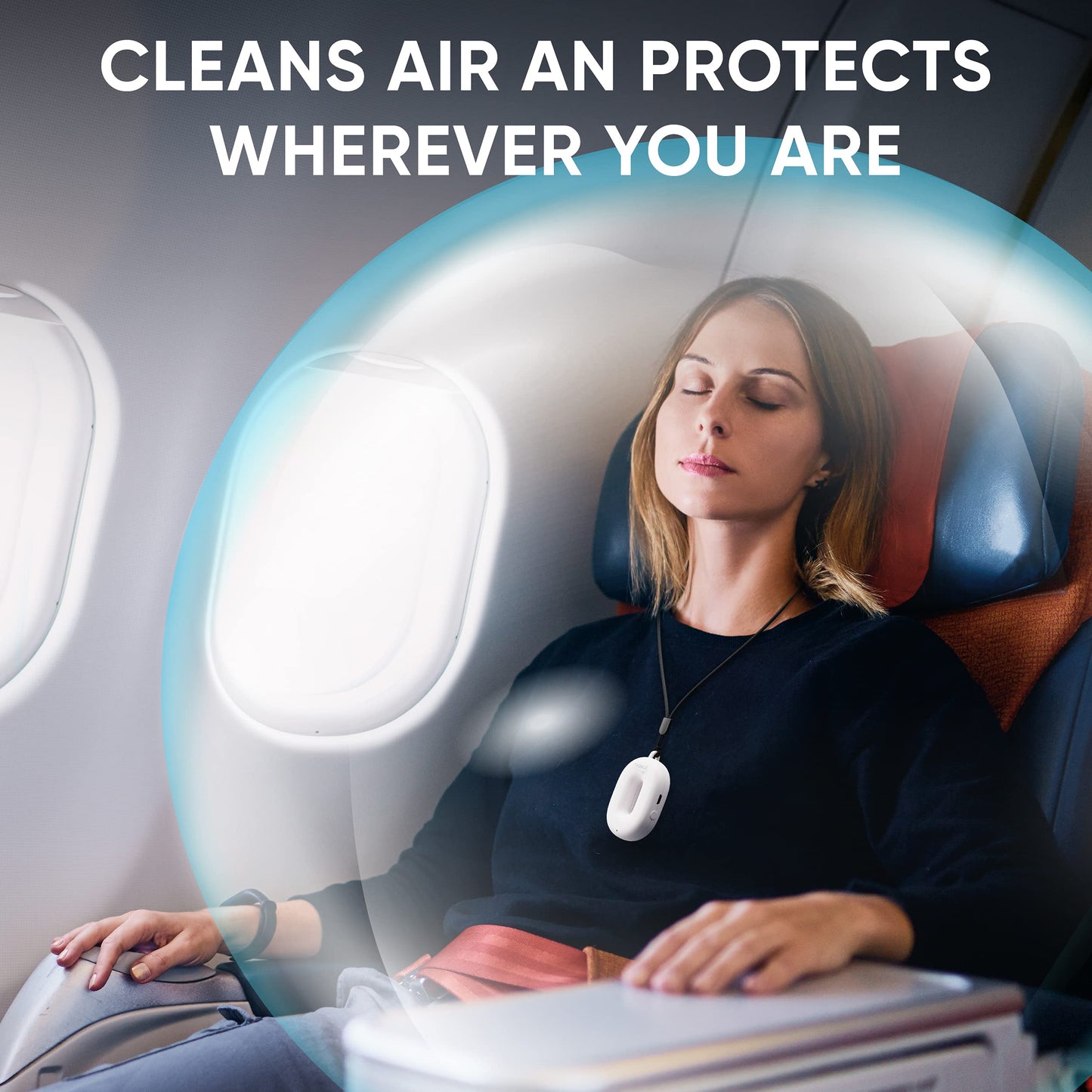 Wearable Air Purifier Necklace - Portable Personal Ionizer - Rechargeable Travel-Size Air Cleaner - Removes Dust Allergen Odor Viruses Bacteria - Use