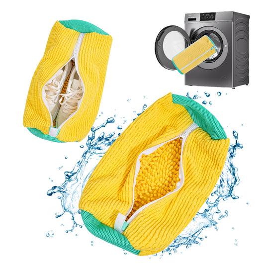 2-Pack Shoe Washing Machine Bags – Reusable Cleaning Bags for Sneakers & Tennis Shoes, Yellow Shoe Cleaner Kit