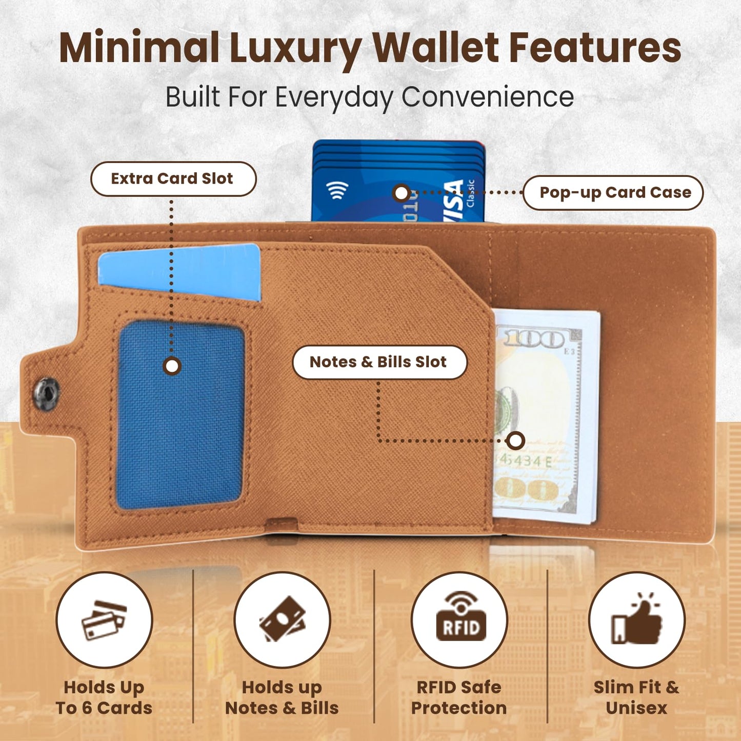 Red Shamrock RFID Blocking Pop Up Wallet for Men & Women - Microfiber Leather Trifold Credit Card Holder with Instant Card Ejector and Internal Cash