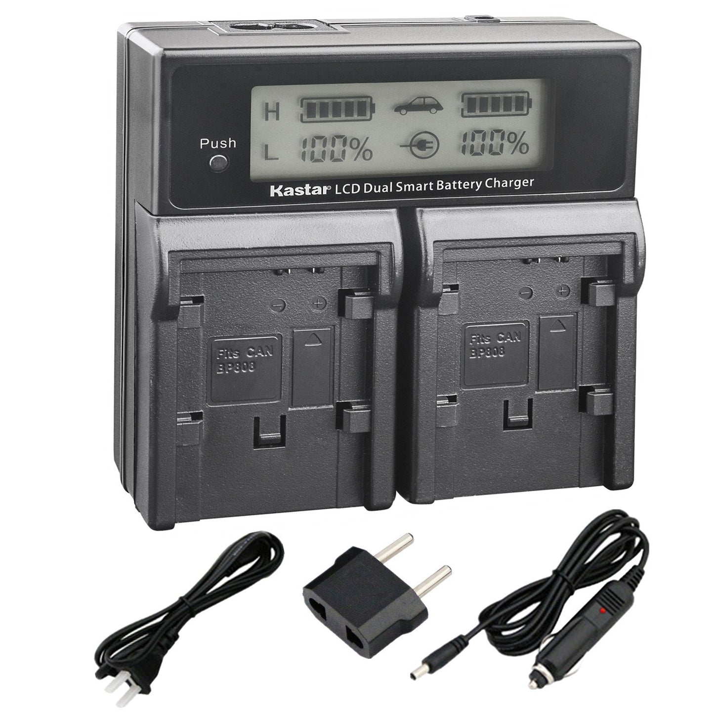 Kastar LCD Dual Fast Charger for Canon BP-828 BP-820 CG-800 VIXIA GX10 XF400 XF405 HFG30 HFG40 HF G50 HF G60 HFM32 HFM40 HFM400 HF20 HF21 HF200 HG20