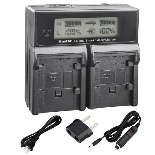 Kastar LCD Dual Fast Charger for Canon BP-828 BP-820 CG-800 VIXIA GX10 XF400 XF405 HFG30 HFG40 HF G50 HF G60 HFM32 HFM40 HFM400 HF20 HF21 HF200 HG20