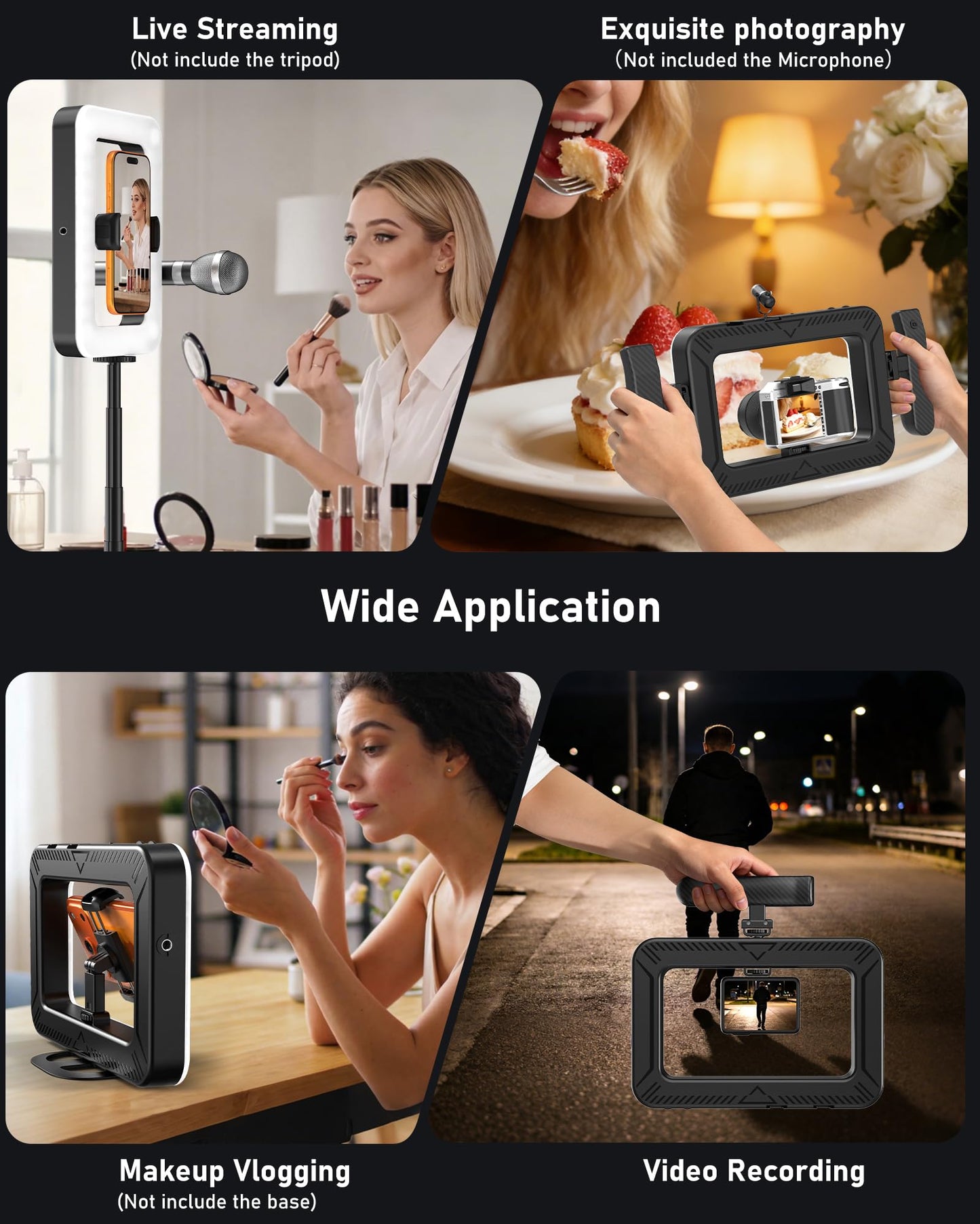 WIVTAK Smartphone Video Rig with LED Light, Ring Light for Phone, Video Recording with Remote, Adjustable 2900K-7000K&CRI 95+, Handheld Makeup Light