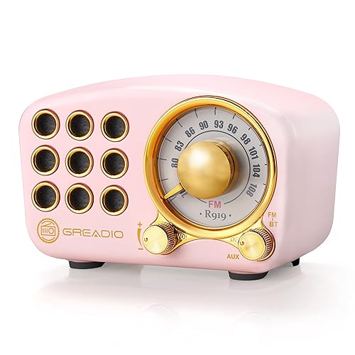 Retro Bluetooth Speaker, Vintage Radio-Greadio FM Radio with Old Fashioned Classic Style, Strong Bass Enhancement, Loud Volume, Bluetooth 5.0 Wireless