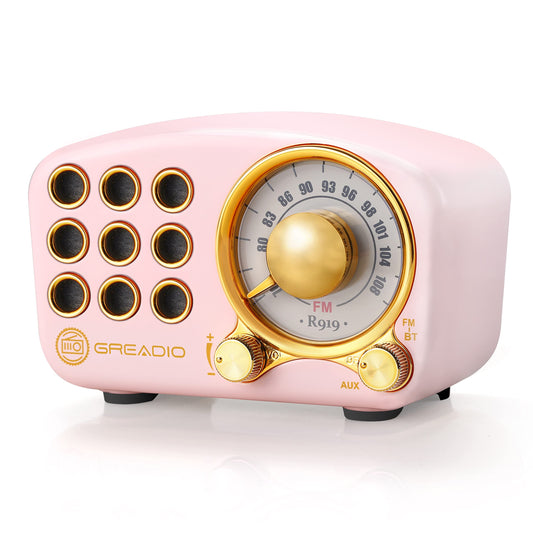 Retro Bluetooth Speaker, Vintage Radio-Greadio FM Radio with Old Fashioned Classic Style, Strong Bass Enhancement, Loud Volume, Bluetooth 5.0 Wireless