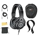 Audio-Technica ATH-M40x Professional Monitor Headphones - Black Bundle with Case, Stand, Pouch, and Austin Bazaar Polishing Cloth