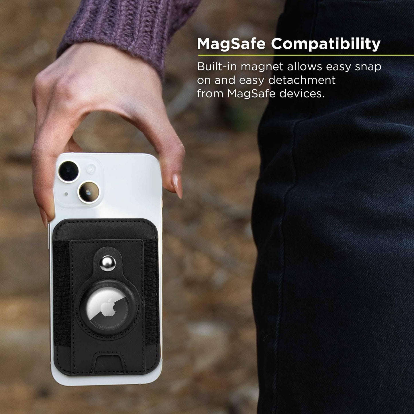 PureGear Mag AirTag Wallet, Magnetic Wallet with Protective AirTag Holder for iPhone 17/16/15/14/13/12 Series, MagSafe Compatible, Holds Up to 8