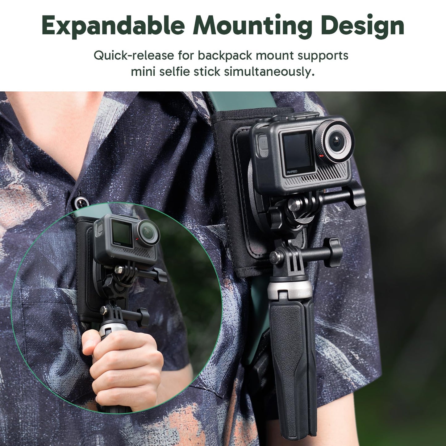 AKASO Quick Release Backpack Strap Mount for Gopro 13 12 11 10 9, EK7000/EK7000 Pro/Brave 4/Brave 4 Pro/Brave 7 LE/Brave 7/Brave 8 and Other Action
