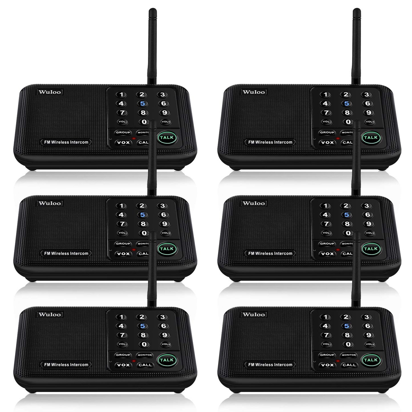 Wuloo Intercoms Wireless for Home 5280 Feet Range 10 Channel 3 Code, Wireless Intercom System for Home House Business Office, Room to Room Intercom
