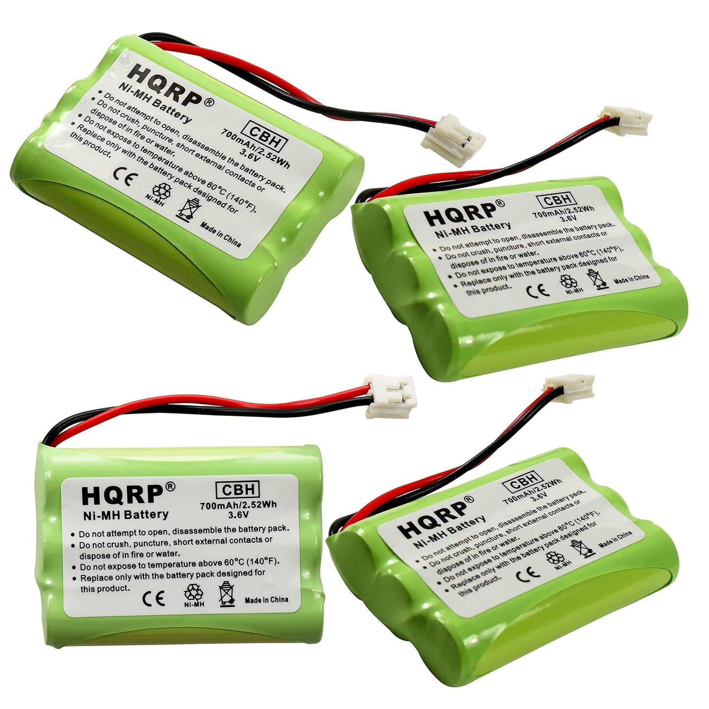 HQRP Phone Battery 4-Pack Compatible with VTech 89-1323-00-00/8913230000 / 891323, 2465, 6765, 6772 6773 6775 6783 6785 6822 6897 Replacement Cordless