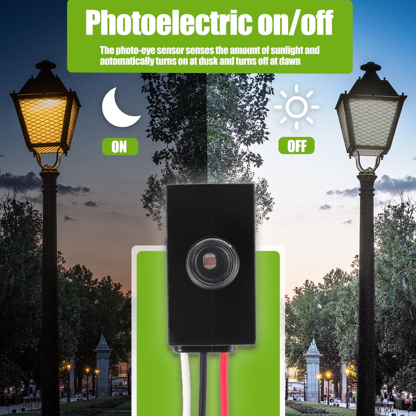 EPLZON Dusk to Dawn Sensor for Outdoor Lighting 120-277V Photoelectric Switch Photocell Light Sensor Hardwired Post Eye Light Suitable