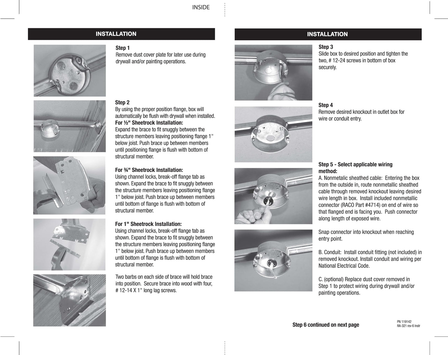 RACO 926 KWIK-BRACE Ceiling Fan Box with Brace, 1-1/2-inch Deep Octagon Box for New Work Application