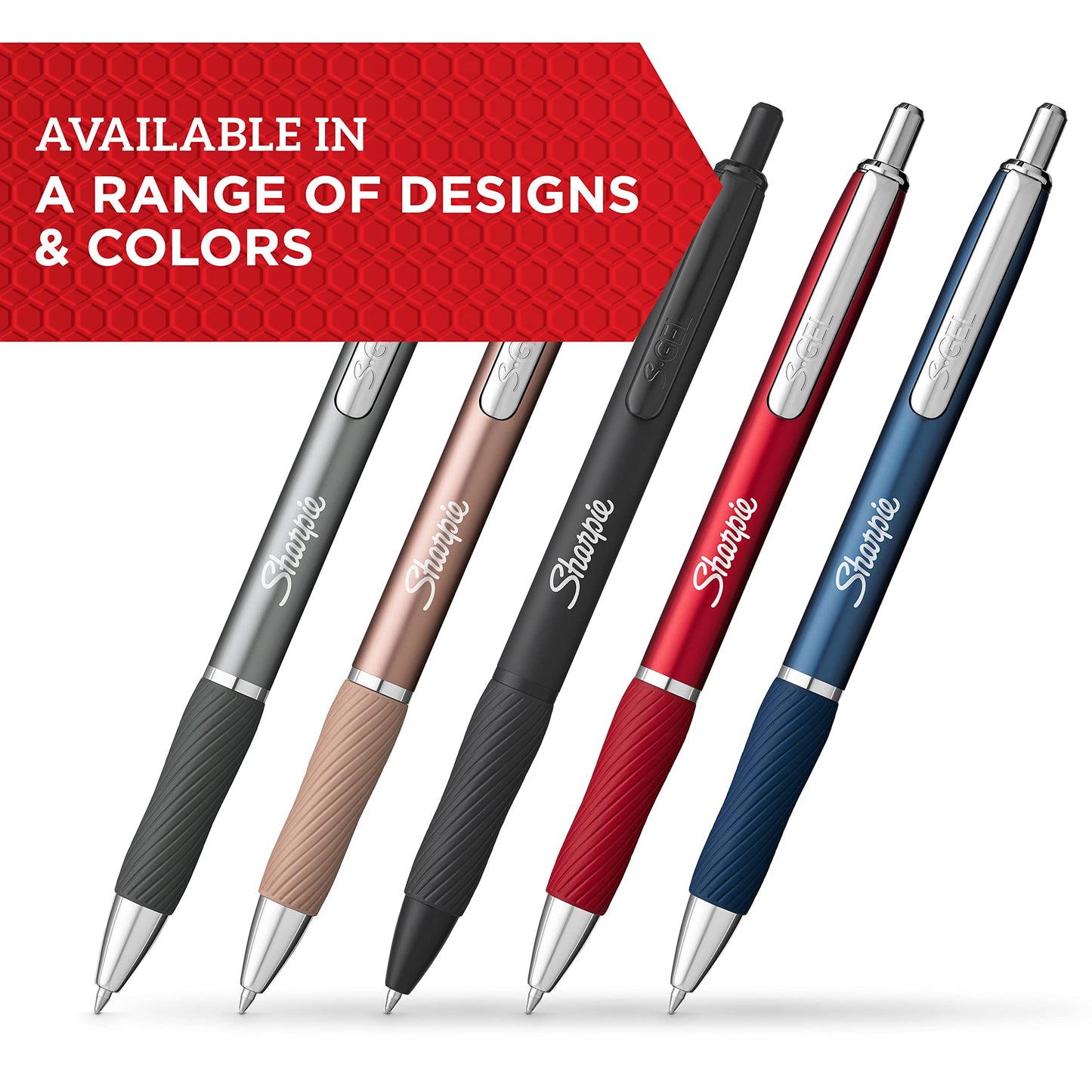 Sharpie S-Gel Pens, Sleek Metal Barrel, Gunmetal, Medium Point (0.7mm), Black Gel Ink, 4 Count