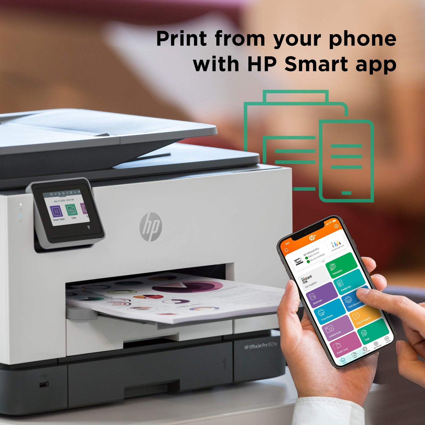 HP OfficeJet Pro 9025e Wireless Color All-in-One Printer with bonus 6 free months Instant Ink with HP+ (1G5M0A)