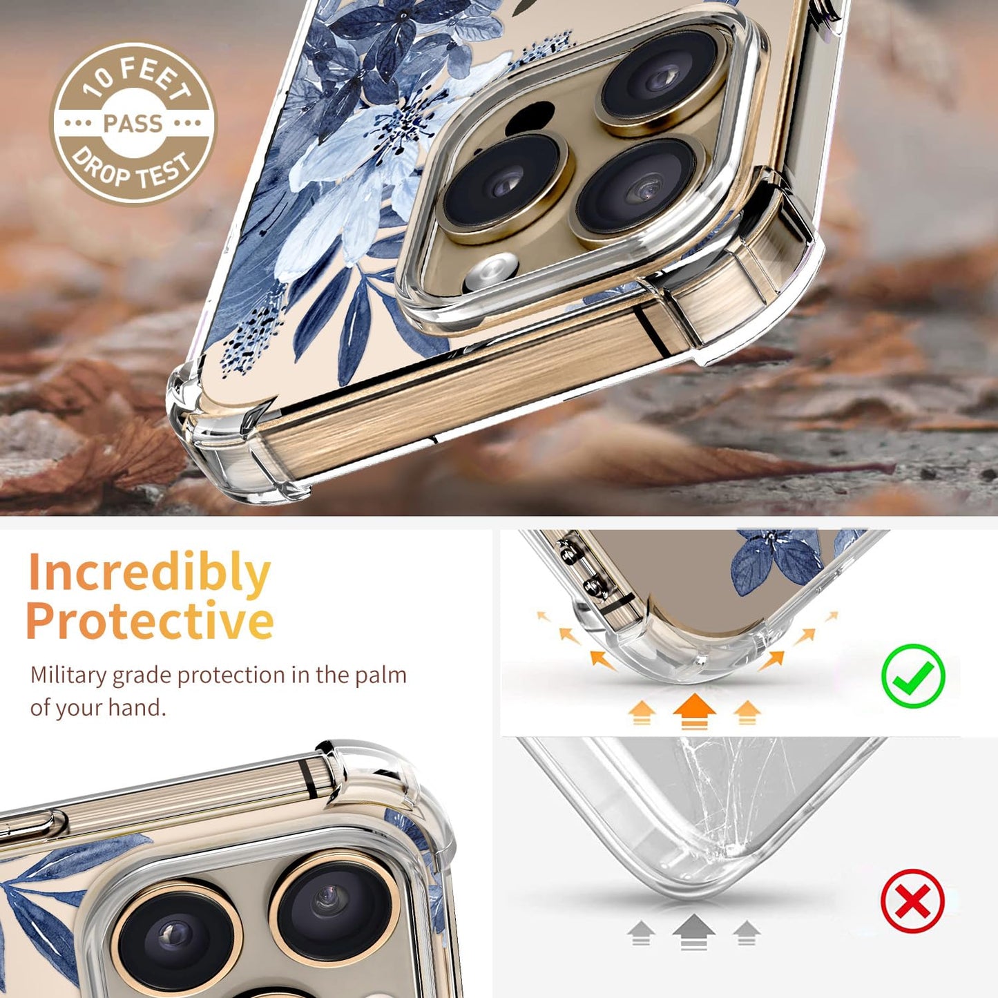 ilnehc Compatible with iPhone Case (Flower-2, for iPhone 12/12 Pro)