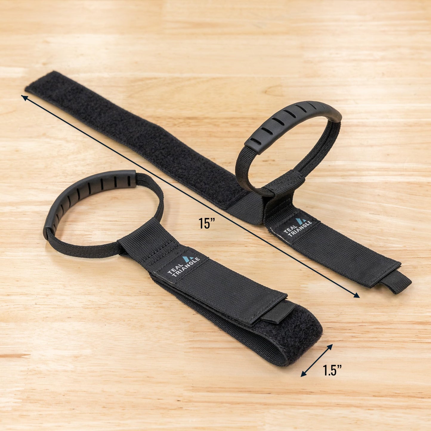 Teal Triangle 3-Pack Cable Straps with Carry Handle, Heavy Duty 15 Inch Gear Ties, Cord Wrap Holds 50 lbs for Garage Storage and Organization, Hook