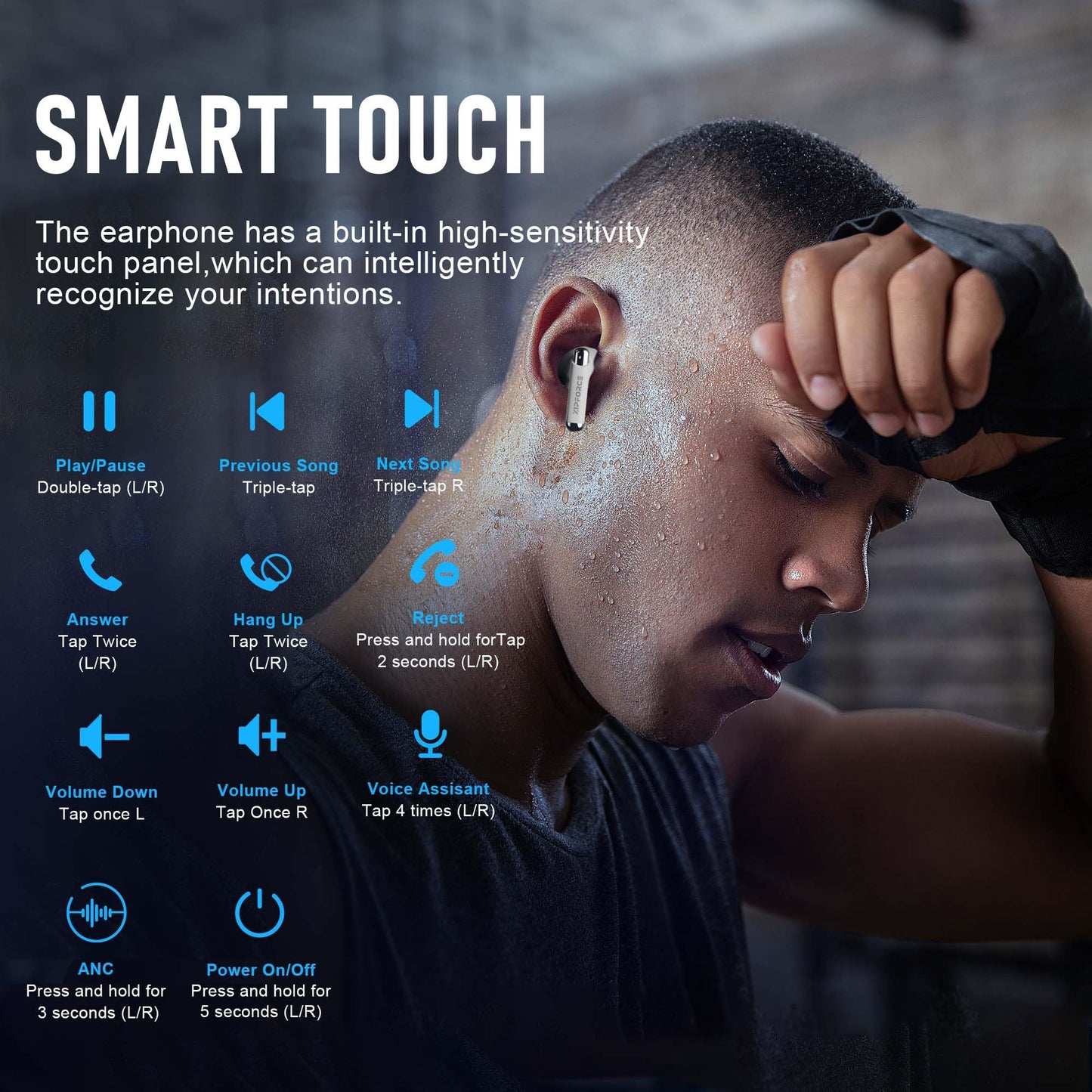 ZIPFORCE True Wireless Earbuds, Fully in-Ear Bluetooth 5.3 Headphones 4-Mics ENC Clear Call, Bluetooth Earbuds Touch Control 40 Playtime, IPX5…